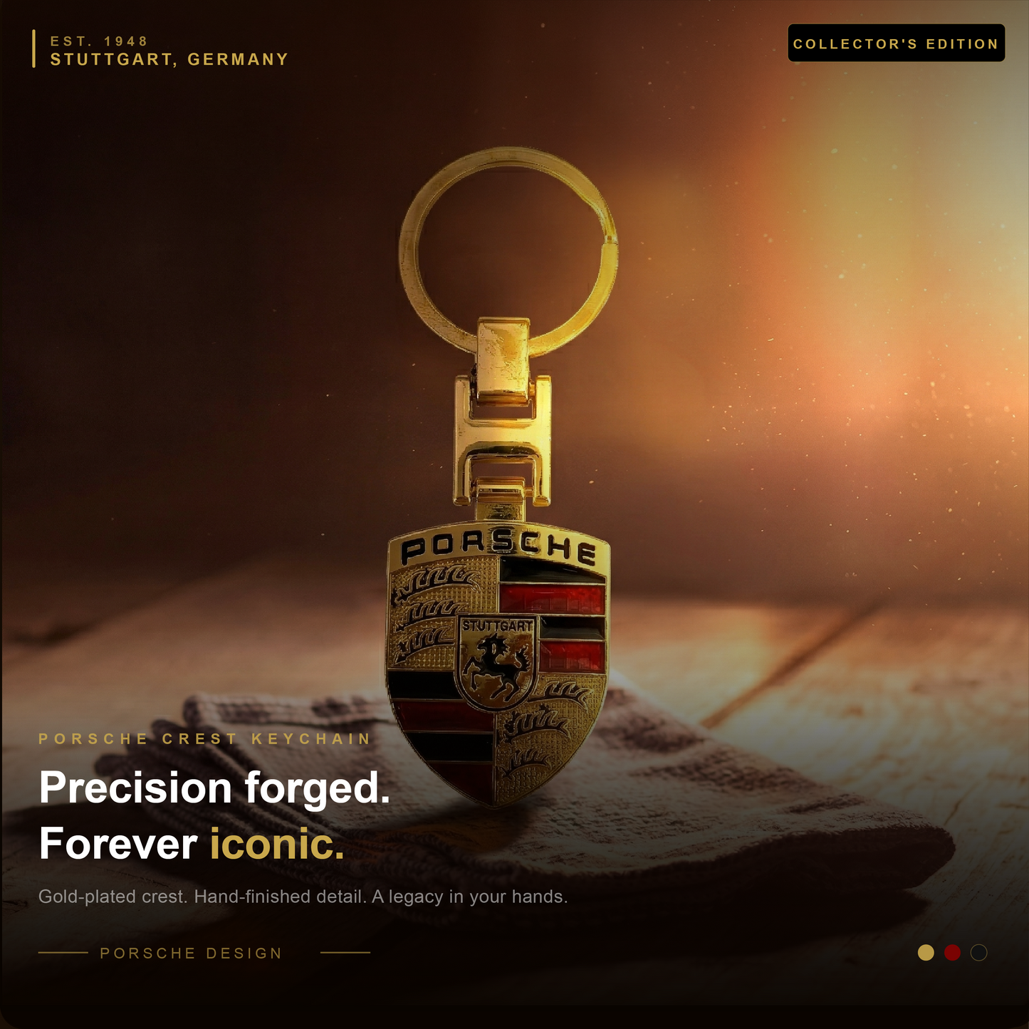 Autobadge™ Porsche Crest Gold Keychain – Signature Edition